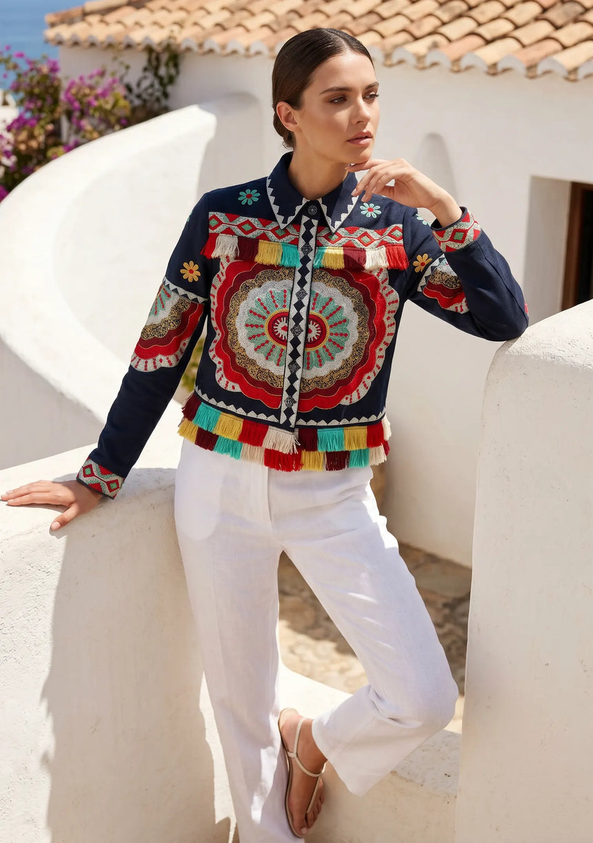 ibBan Hand Embroidered Summer Jacket for Women | Artisan Luxury Fashion - Sara