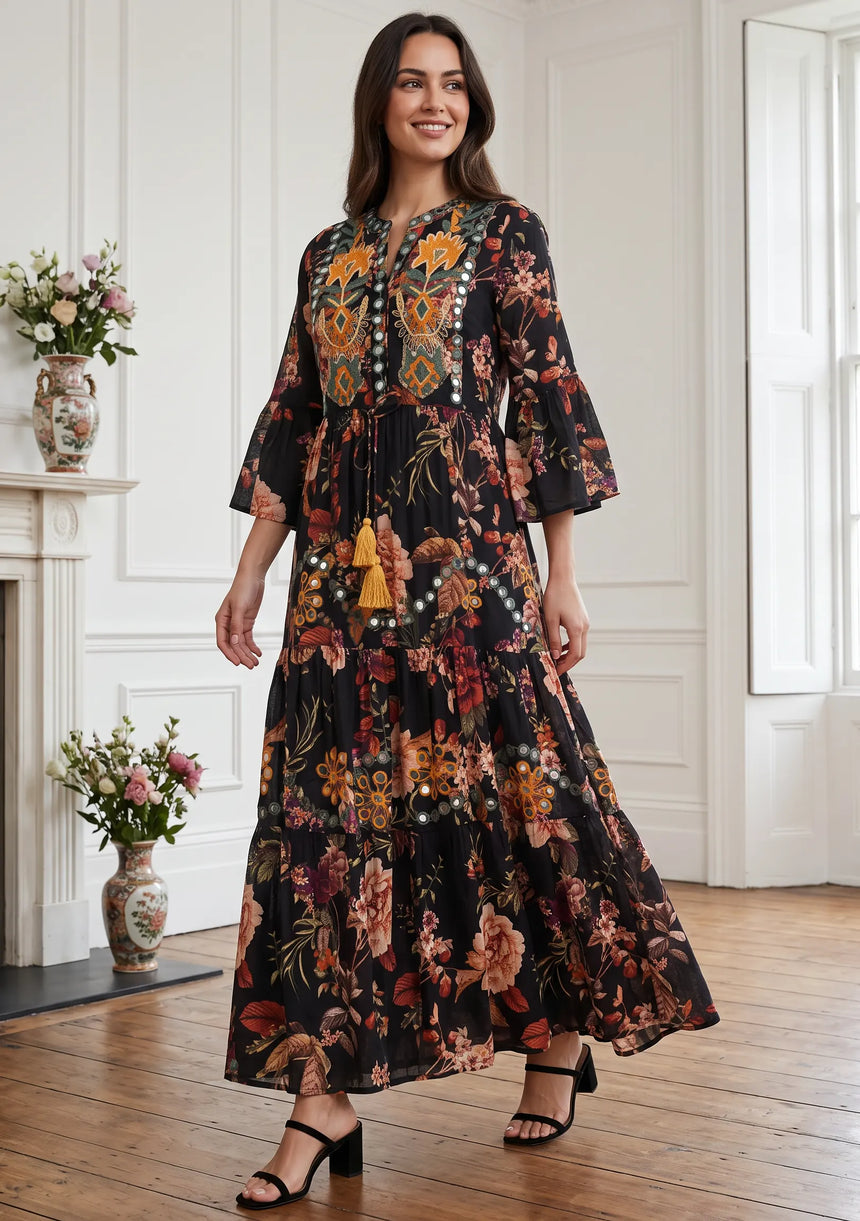 IbBan Printed Cotton Long Tunic for Women - Husana