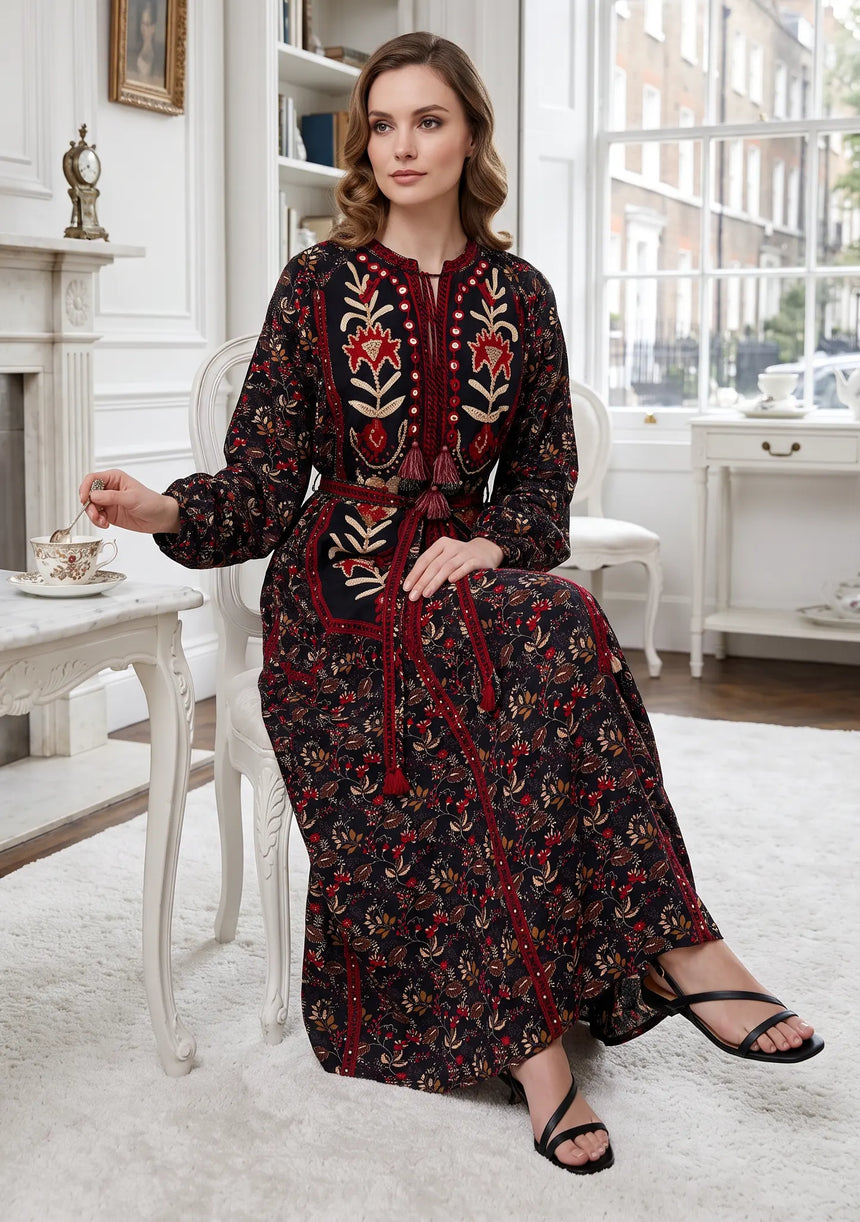 ibBan Women’s Printed Cotton Long Dress - Rifa