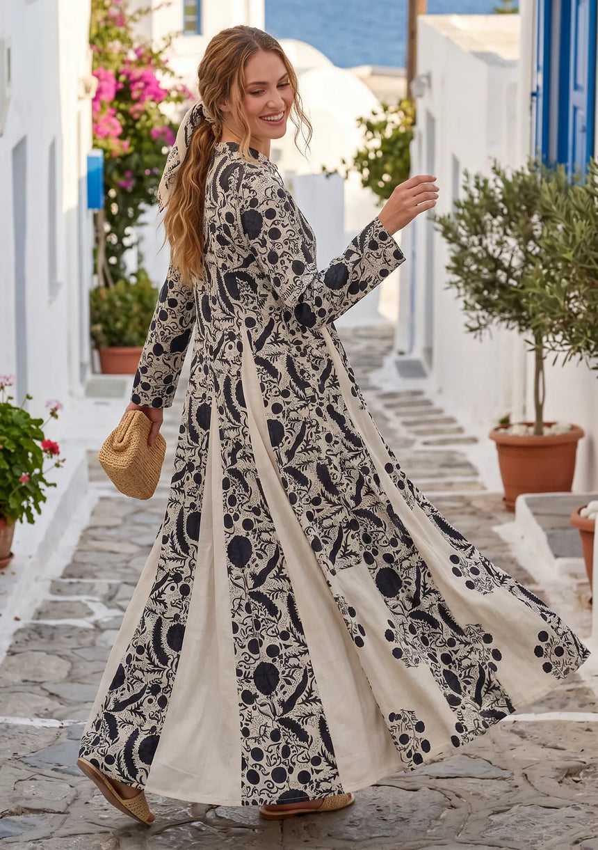ibBan Printed Cotton Maxi Dress | Premium Women's Boho Resort Dress - Afra Long Dress