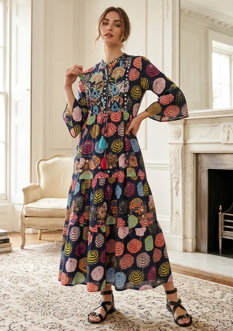 ibBan Print Cotton Long Tunic with Hand Embroidery – Kinza