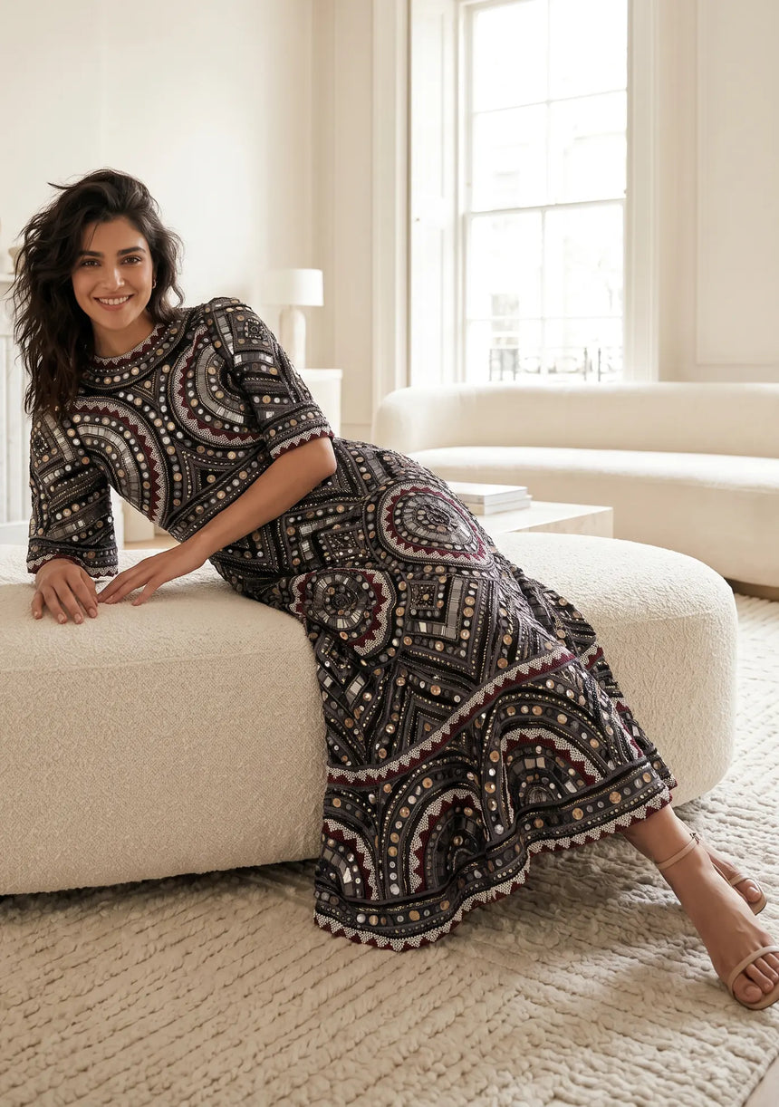 ibBan Luxury Hand Embroidered Winter Dress | Designer Occasion Wear for Women Orma