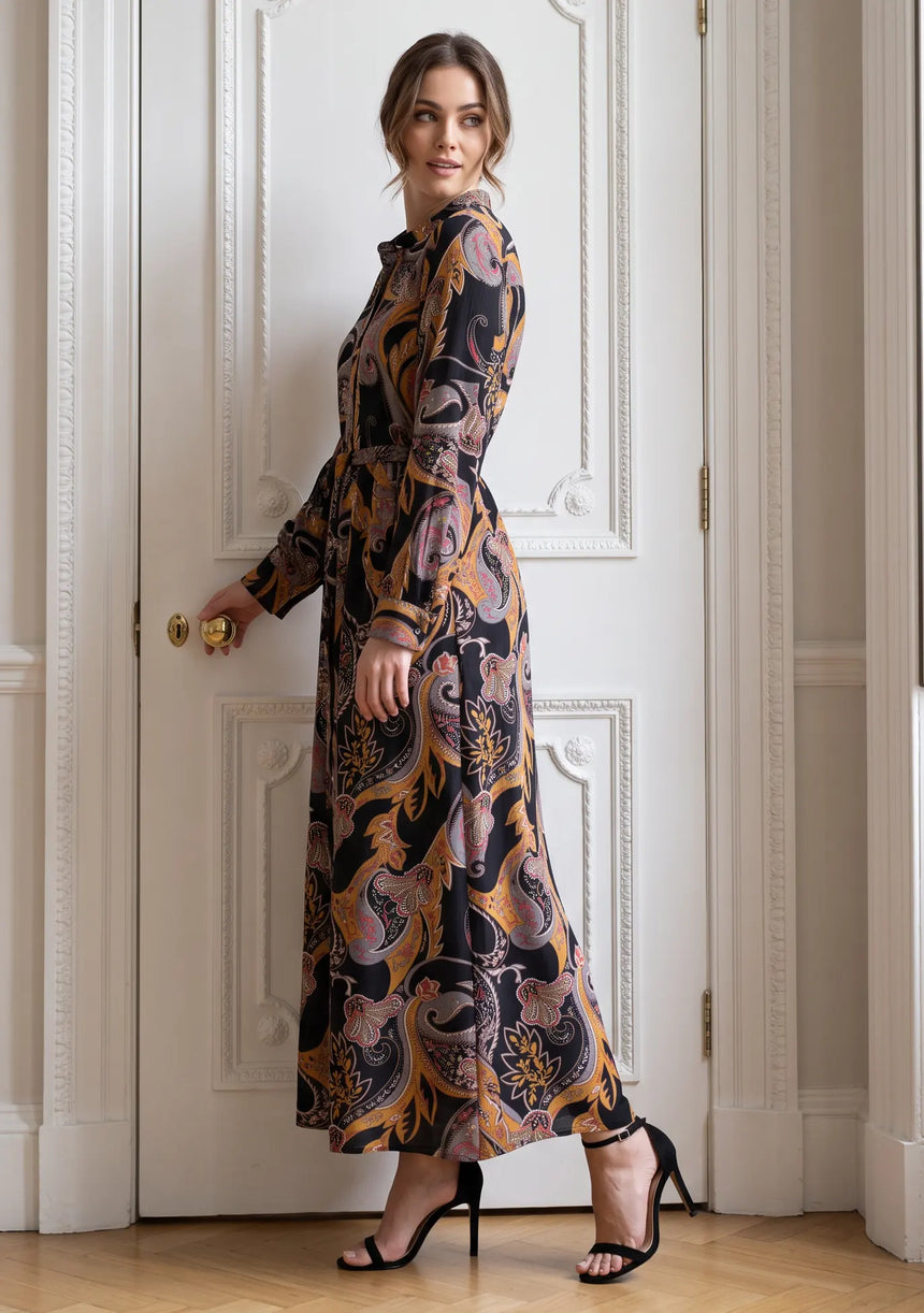 ibBan Cotton Silk Printed Long Dress -Azliya