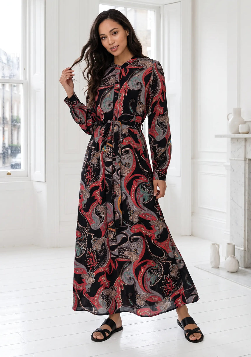 ibBan Cotton Silk Printed Long Dress -Azliya