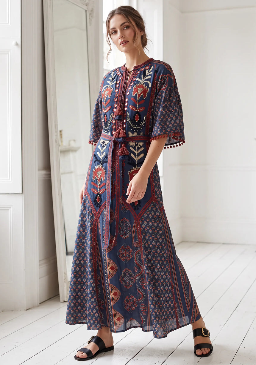 ibBan Women’s Printed Cotton Long Dress One Size -Shyana