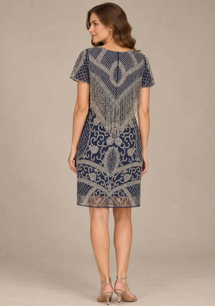 ibBan Party Midi Dress with Hand Beadwork & Fringe - Darya