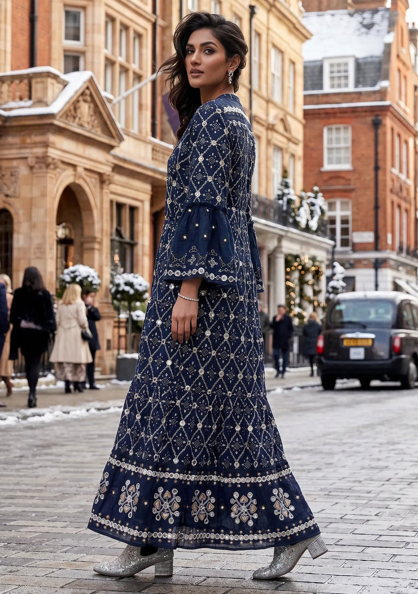 ibBan Hand Embroidered Winter Tunic Dress | Luxury Bohemian Elegance - Melida