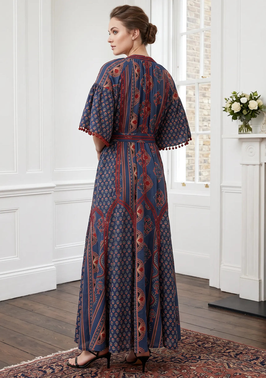 ibBan Women’s Printed Cotton Long Dress One Size -Shyana