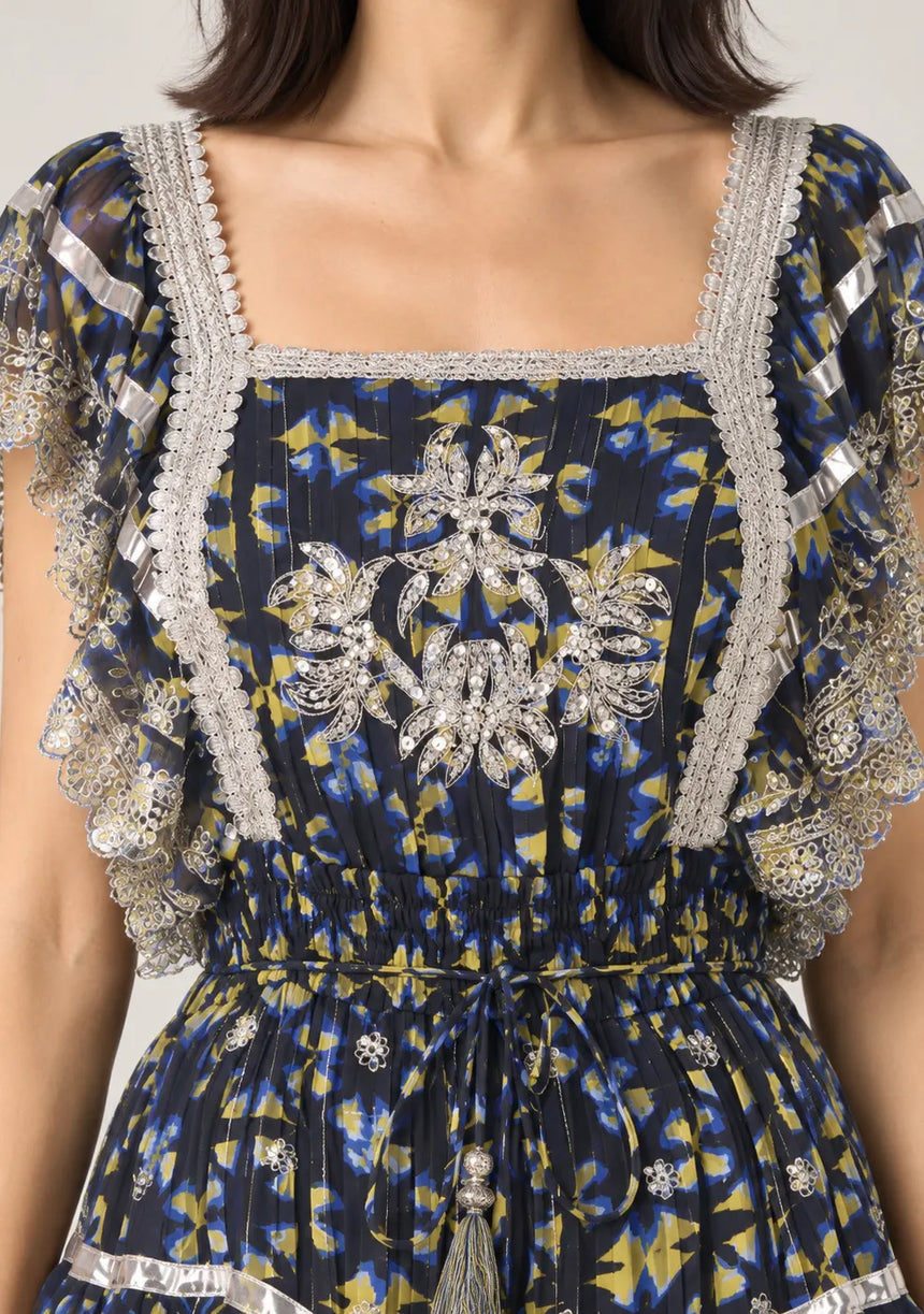 ibBan Floral Cotton Georgette Long Dress - Kausar