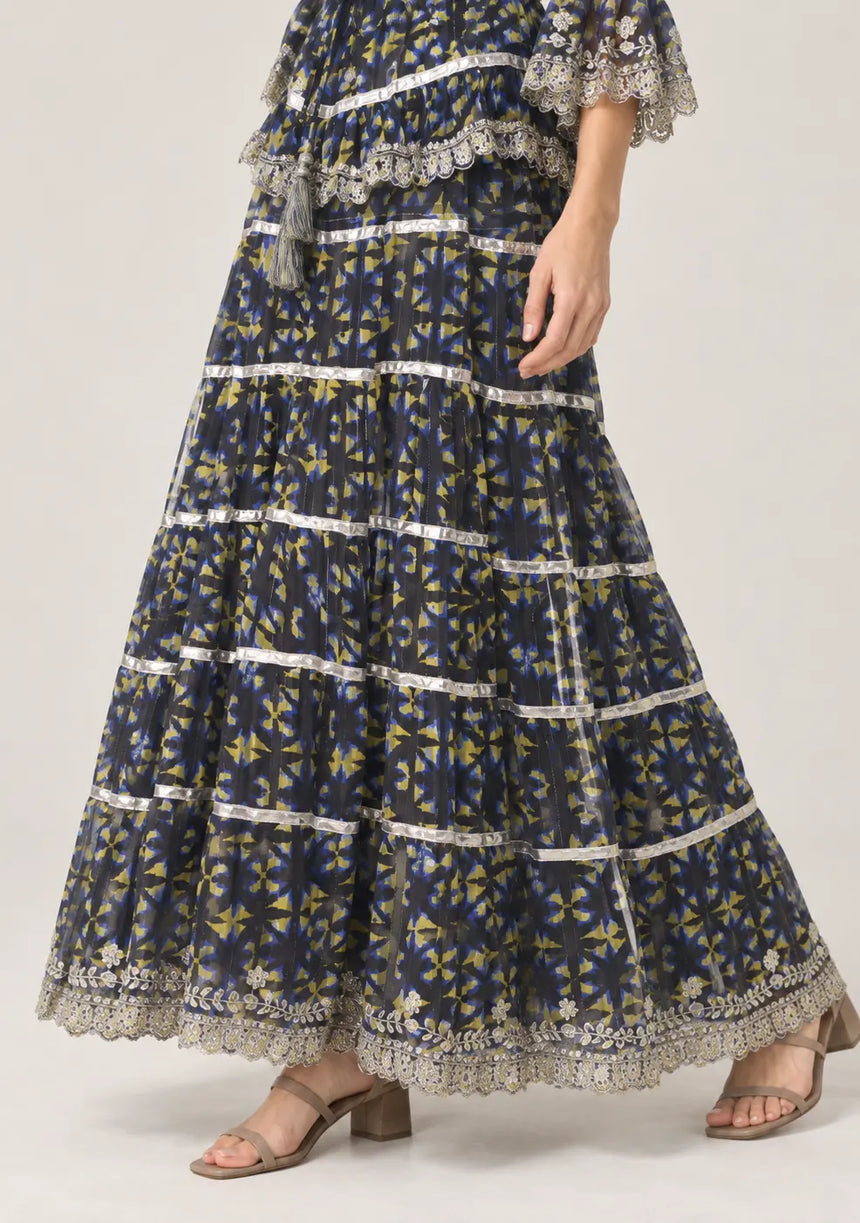 ibBan Floral Cotton Georgette Long Dress - Kausar