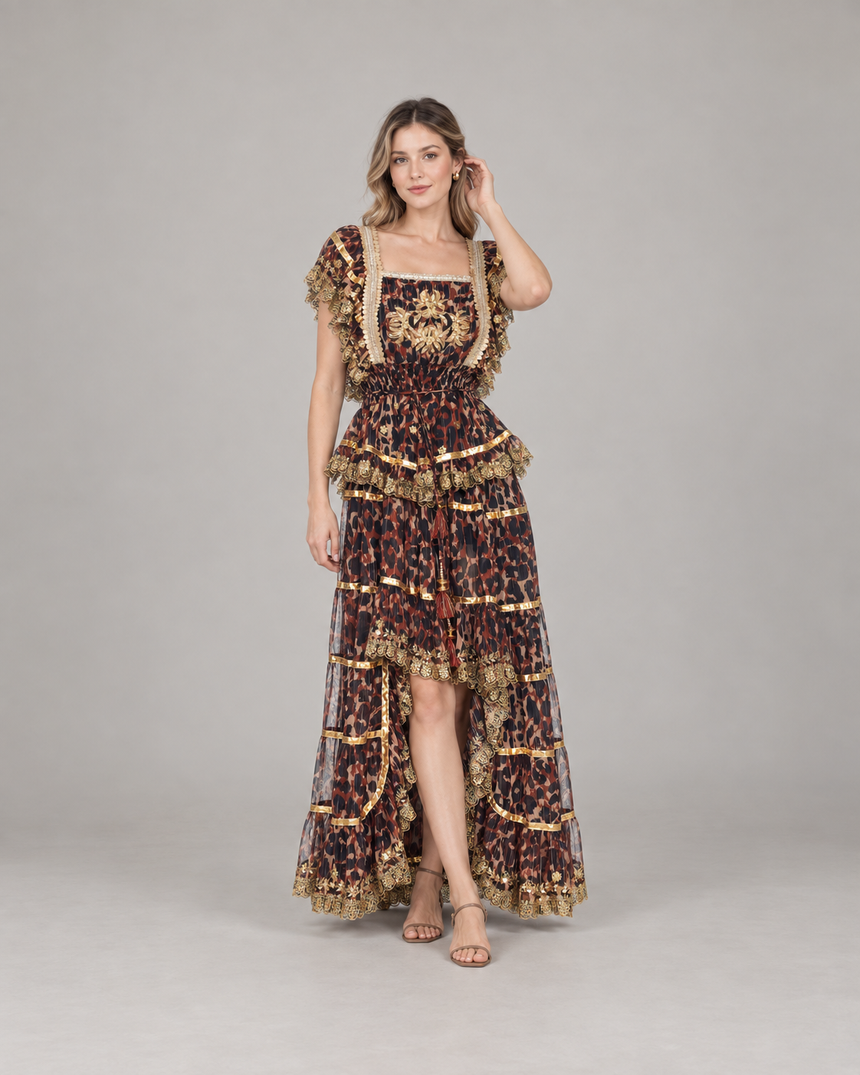 ibBan Cotton Georgette Long Dress - Anaab