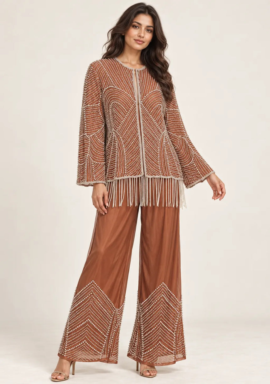 ibBan Women’s Beaded Jacket and Pant Set - Zarina