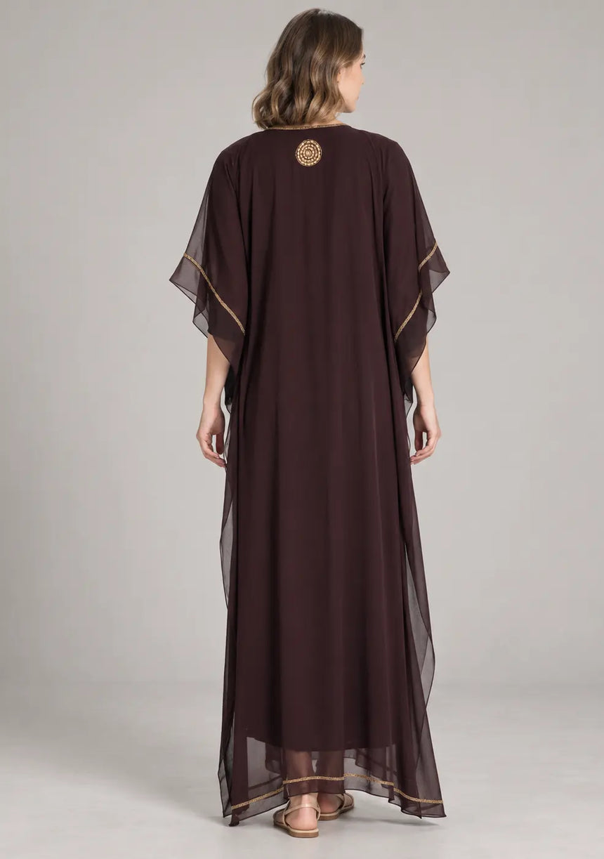 ibBan Women’s Hand Embroidered Georgette Kaftan Dress -Zarnish