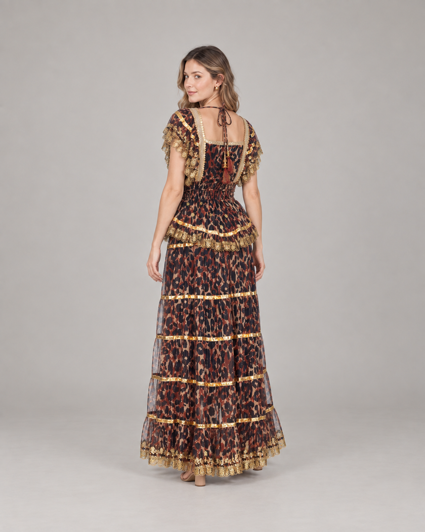 ibBan Cotton Georgette Long Dress - Anaab