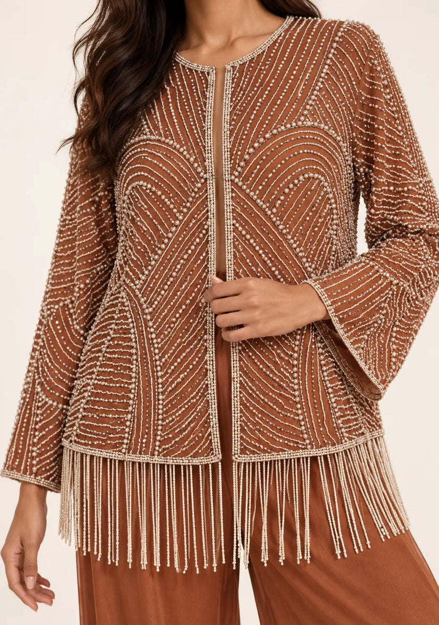 ibBan Women’s Beaded Jacket and Pant Set - Zarina