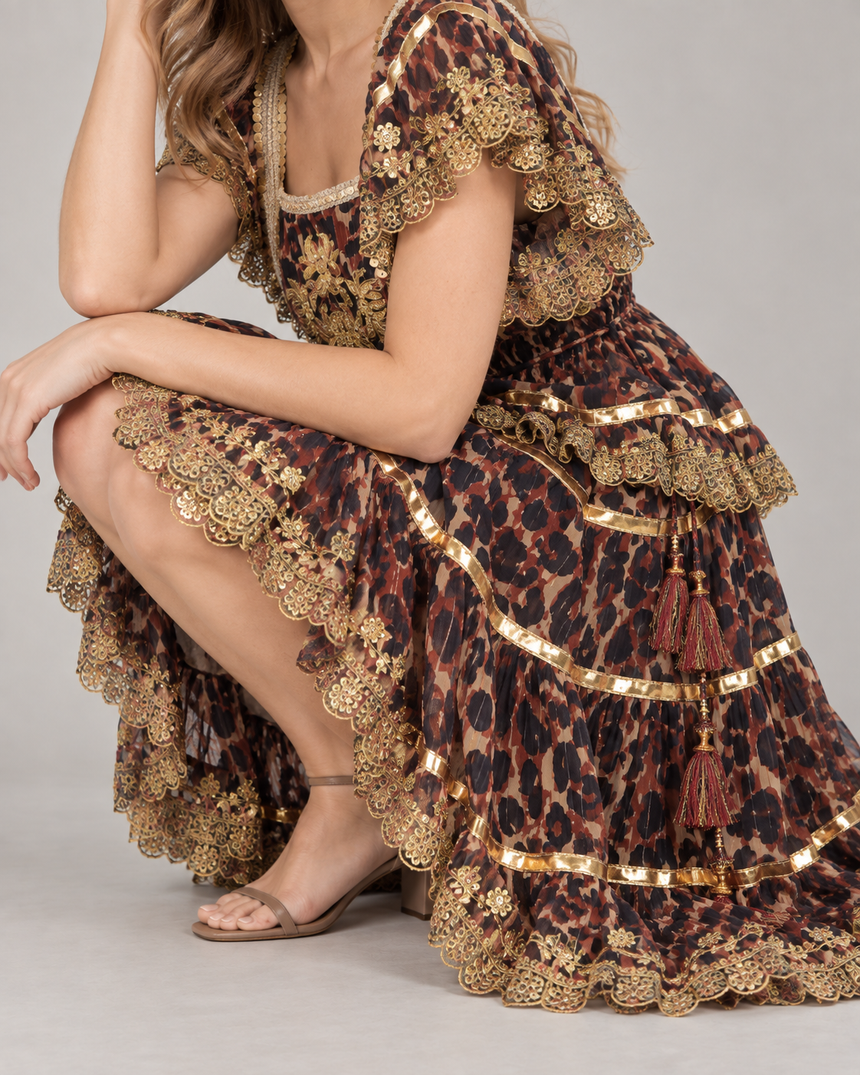 ibBan Cotton Georgette Long Dress - Anaab