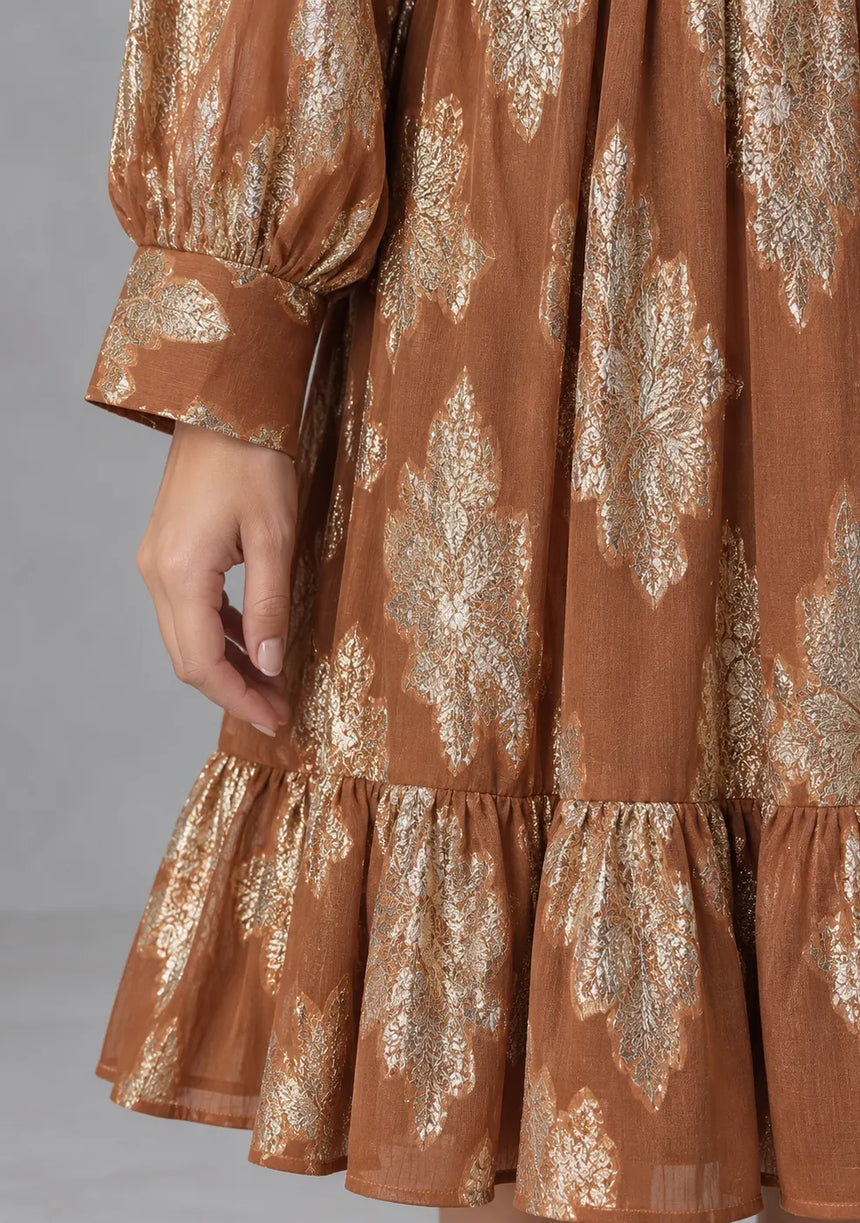 ibBan Embellished Lurex Long Dress with Metallic - Varsha