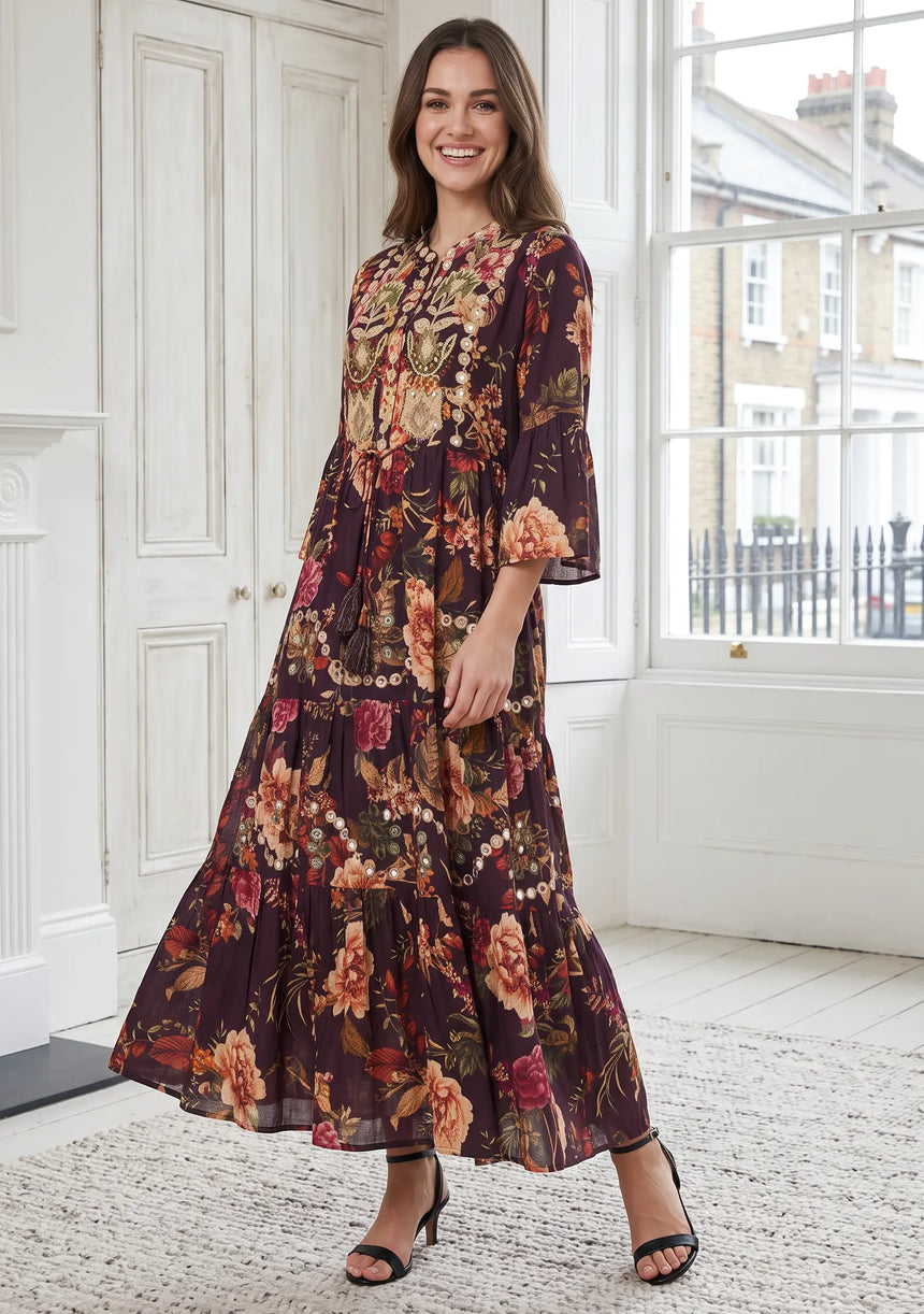 IbBan Printed Cotton Long Tunic for Women - Husana