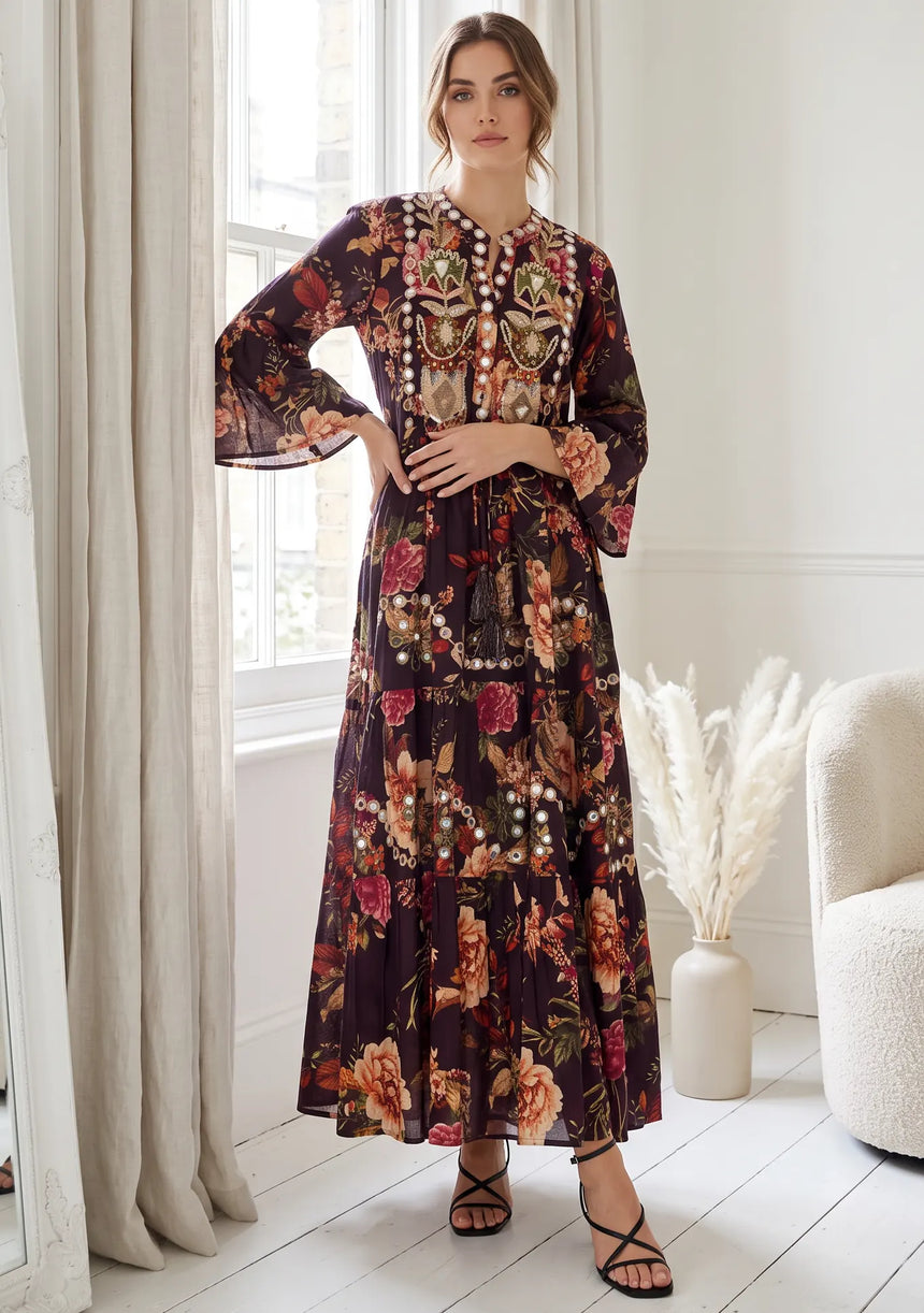 IbBan Printed Cotton Long Tunic for Women - Husana
