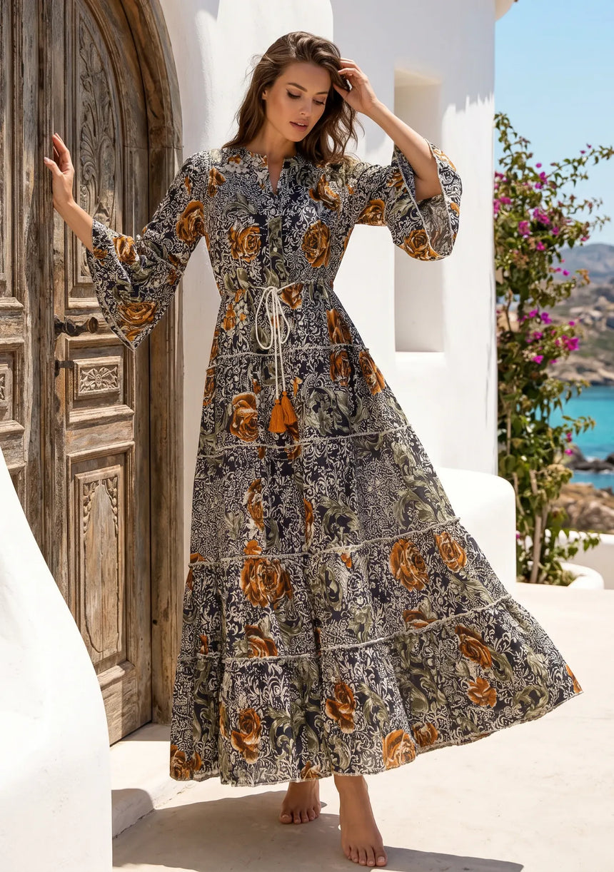 ibBan Premium Printed Cotton Long Tunic Dress -Lara Tunic