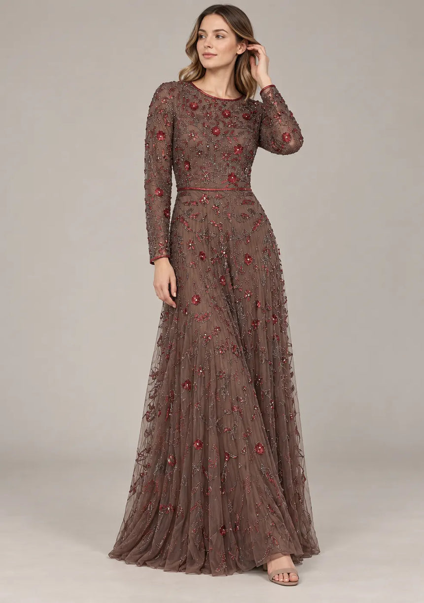 ibBan Women’s Party Long Dress with Hand Embroidery -Qamira