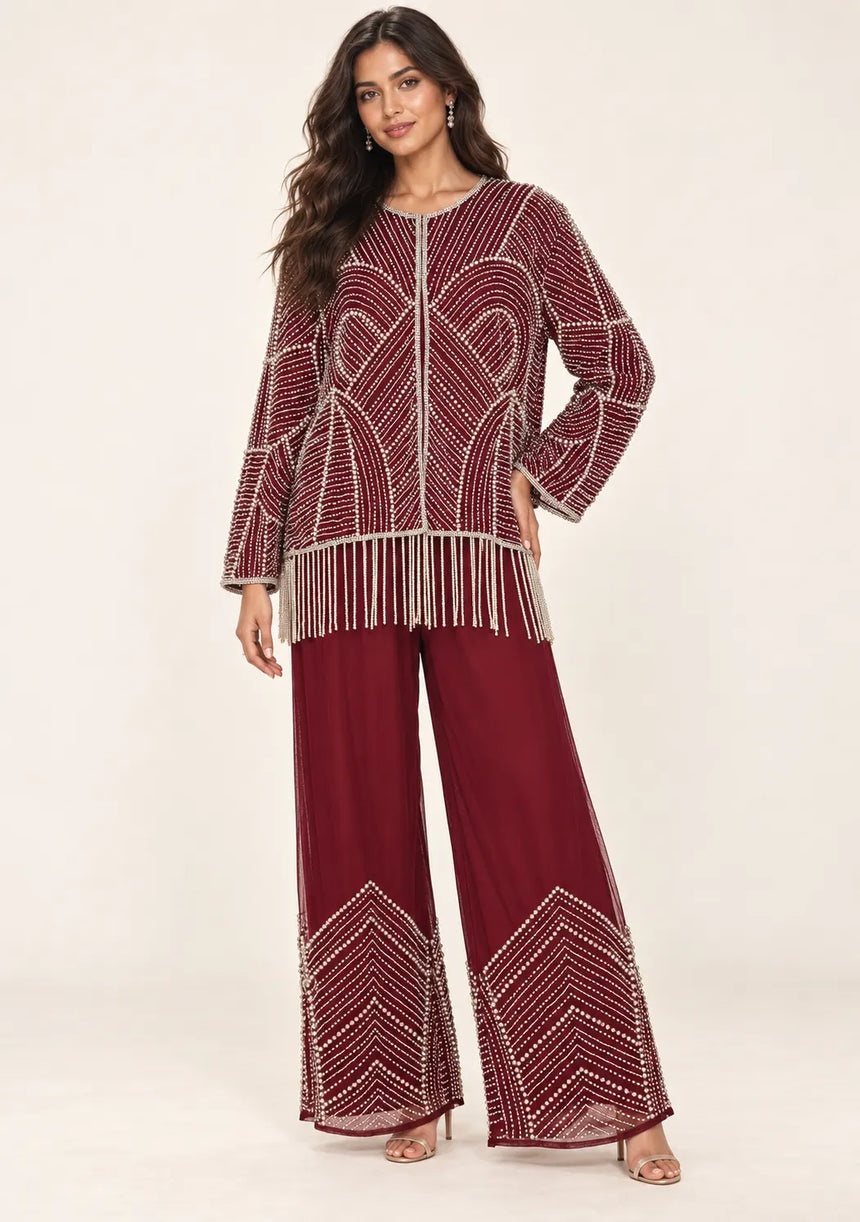 ibBan Women’s Beaded Jacket and Pant Set - Zarina