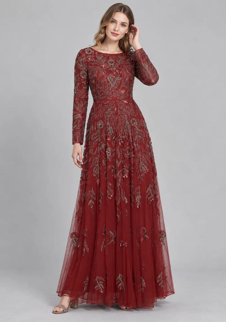 ibBan Women’s Embroidered Party Long Dress -Anfal