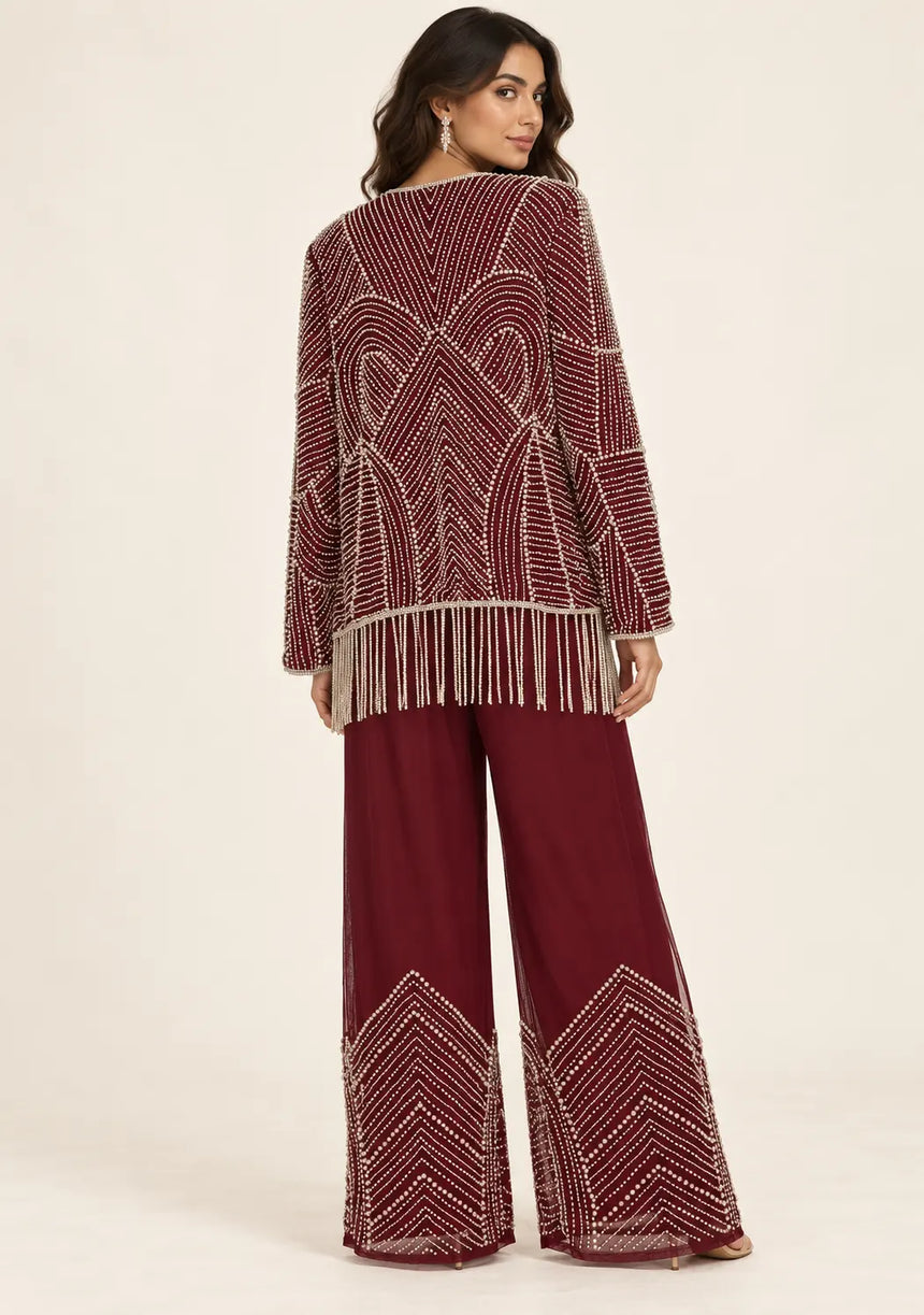 ibBan Women’s Beaded Jacket and Pant Set - Zarina
