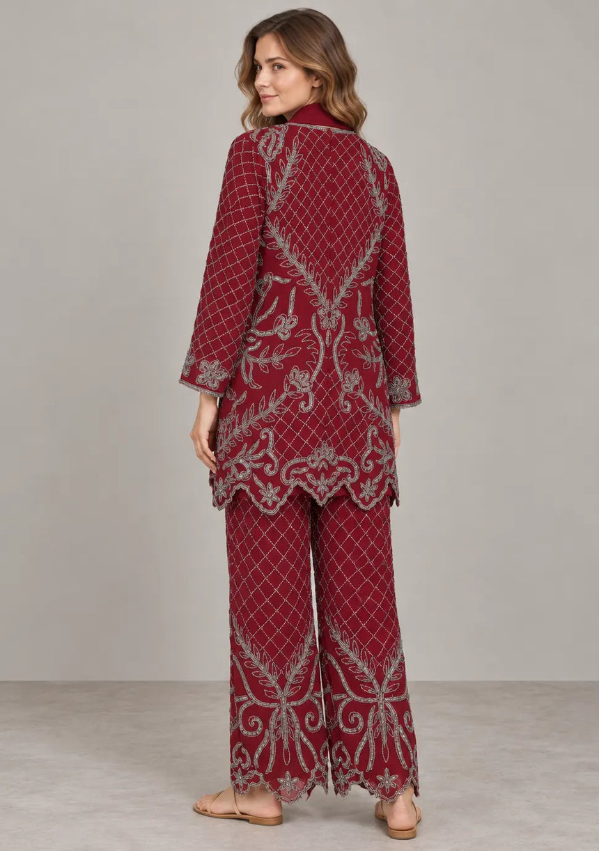 ibBan Women’s Georgette Embroidered Suit Set - Kaira