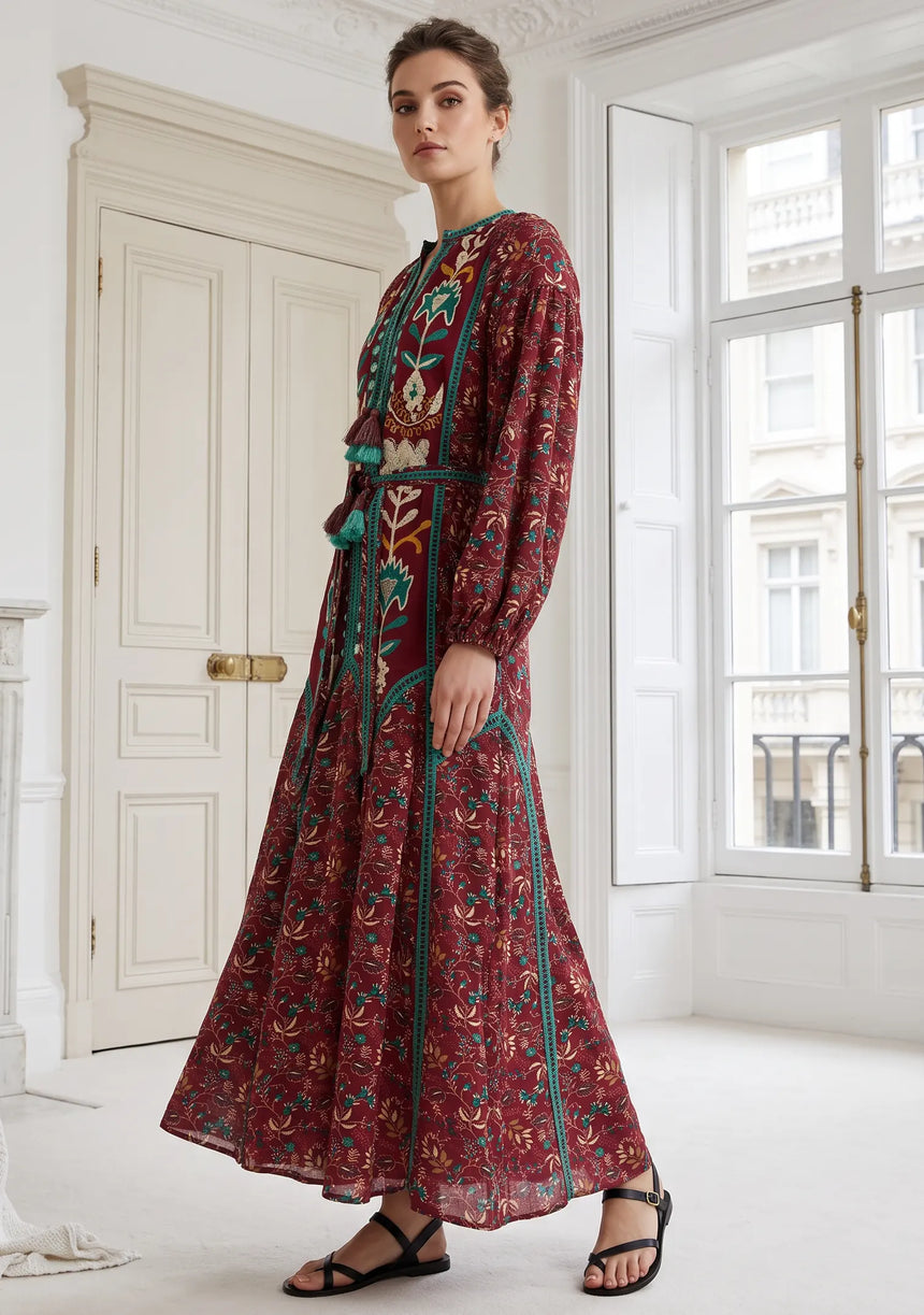 ibBan Women’s Printed Cotton Long Dress - Rifa