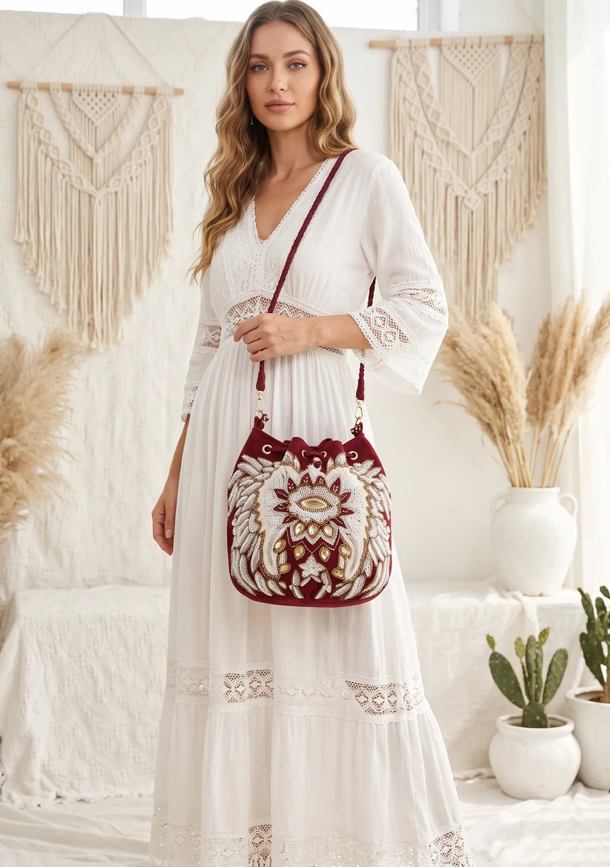 ibBan Embellished hand Embroidery Bucket Bag - Loana