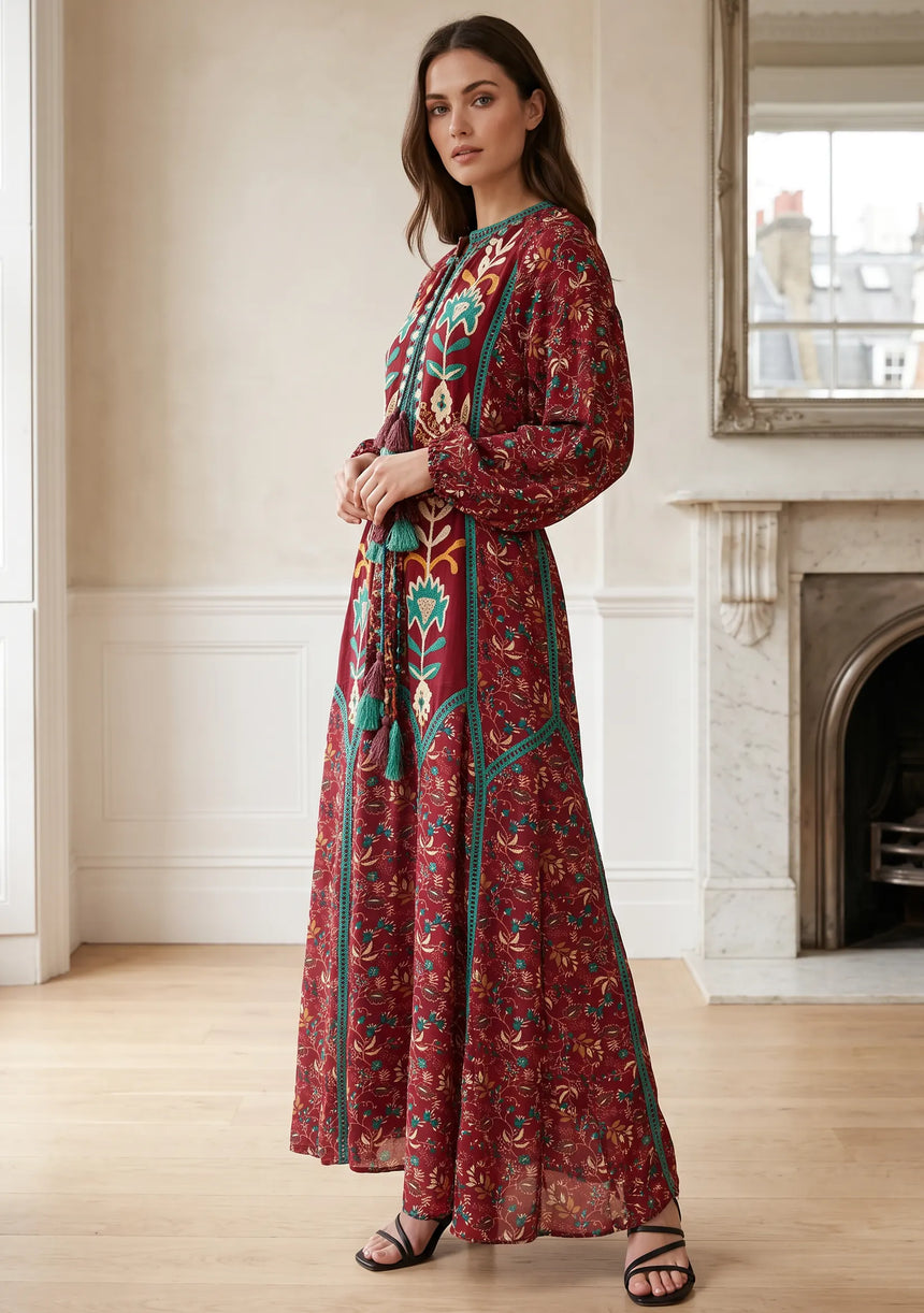 ibBan Women’s Printed Cotton Long Dress - Rifa