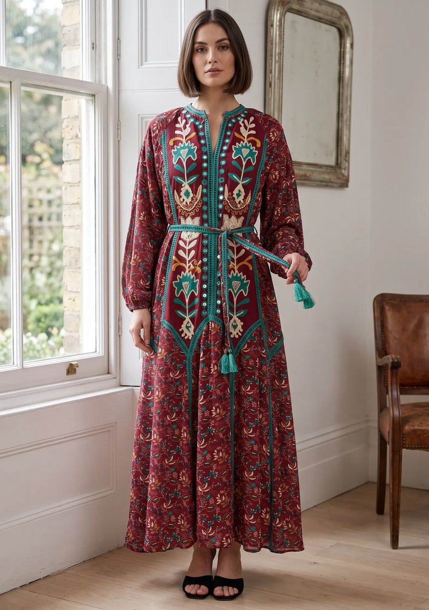 ibBan Women’s Printed Cotton Long Dress - Rifa