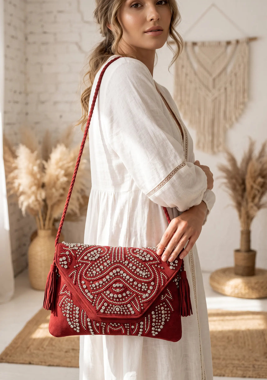 ibBan Embellished Canvas Crossbody Wallet Bag - Masum