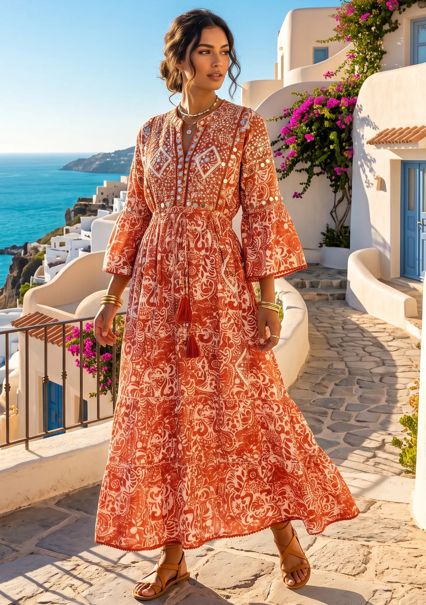 ibBan Hand-Embroidered Cotton Viscose Maxi Dress - Samaya