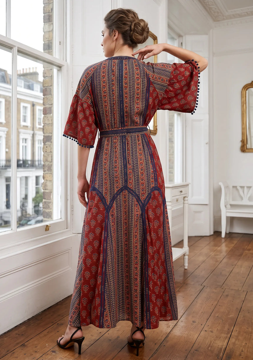 ibBan Women’s Printed Cotton Long Dress One Size -Shyana