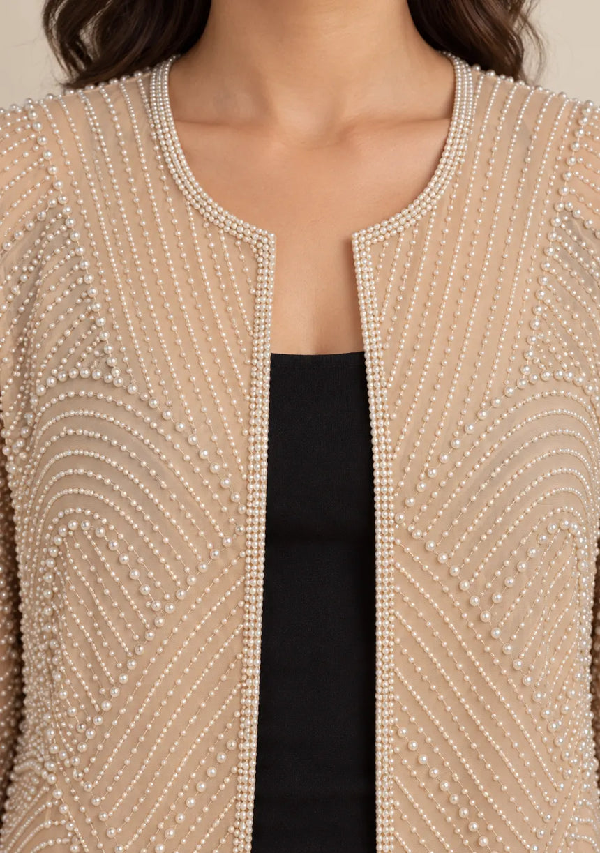 ibabn Women’s Hand Beaded Fringe Jacket - Amaya