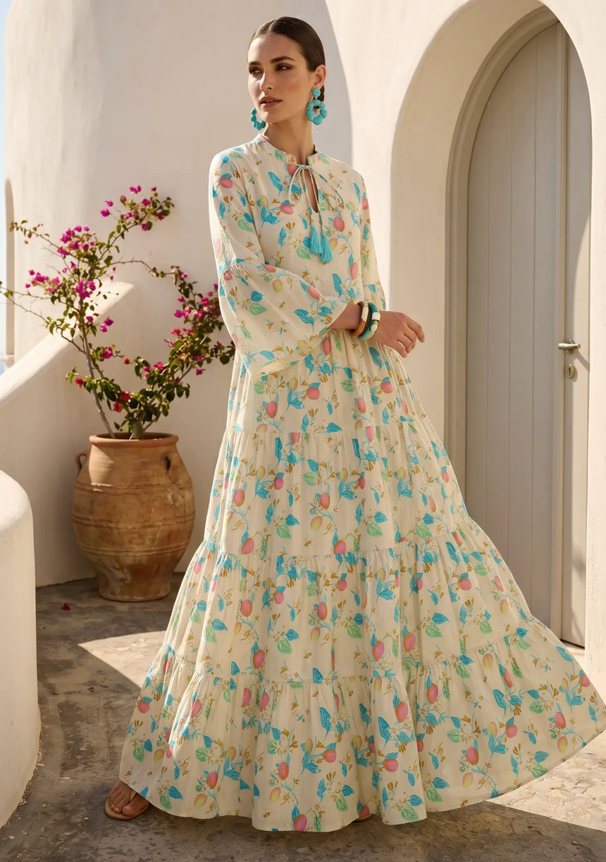 ibBan Printed Cotton Maxi Dress | Women's Floral Summer Long Dress - Hayal Long Dress