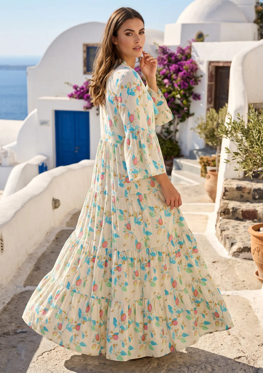 ibBan Printed Cotton Maxi Dress | Women's Floral Summer Long Dress - Hayal Long Dress