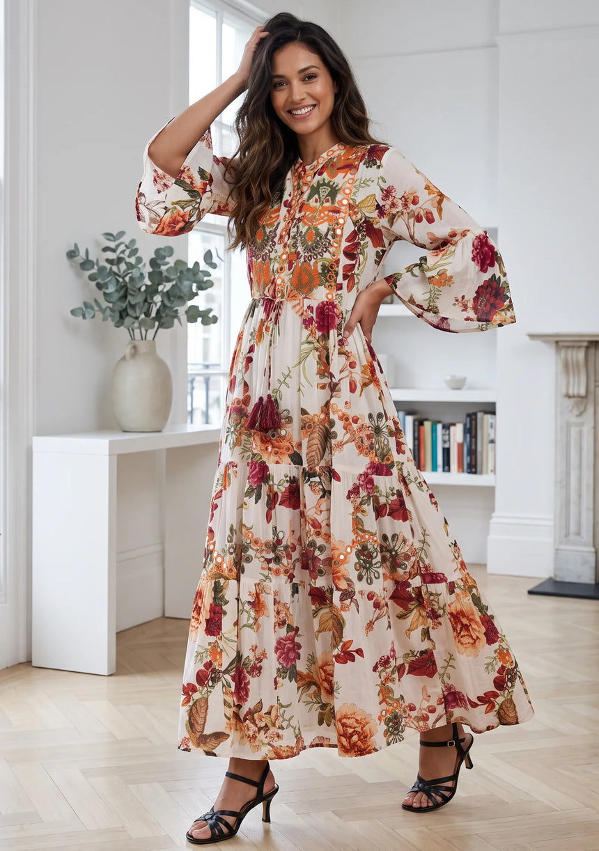 IbBan Printed Cotton Long Tunic for Women - Husana