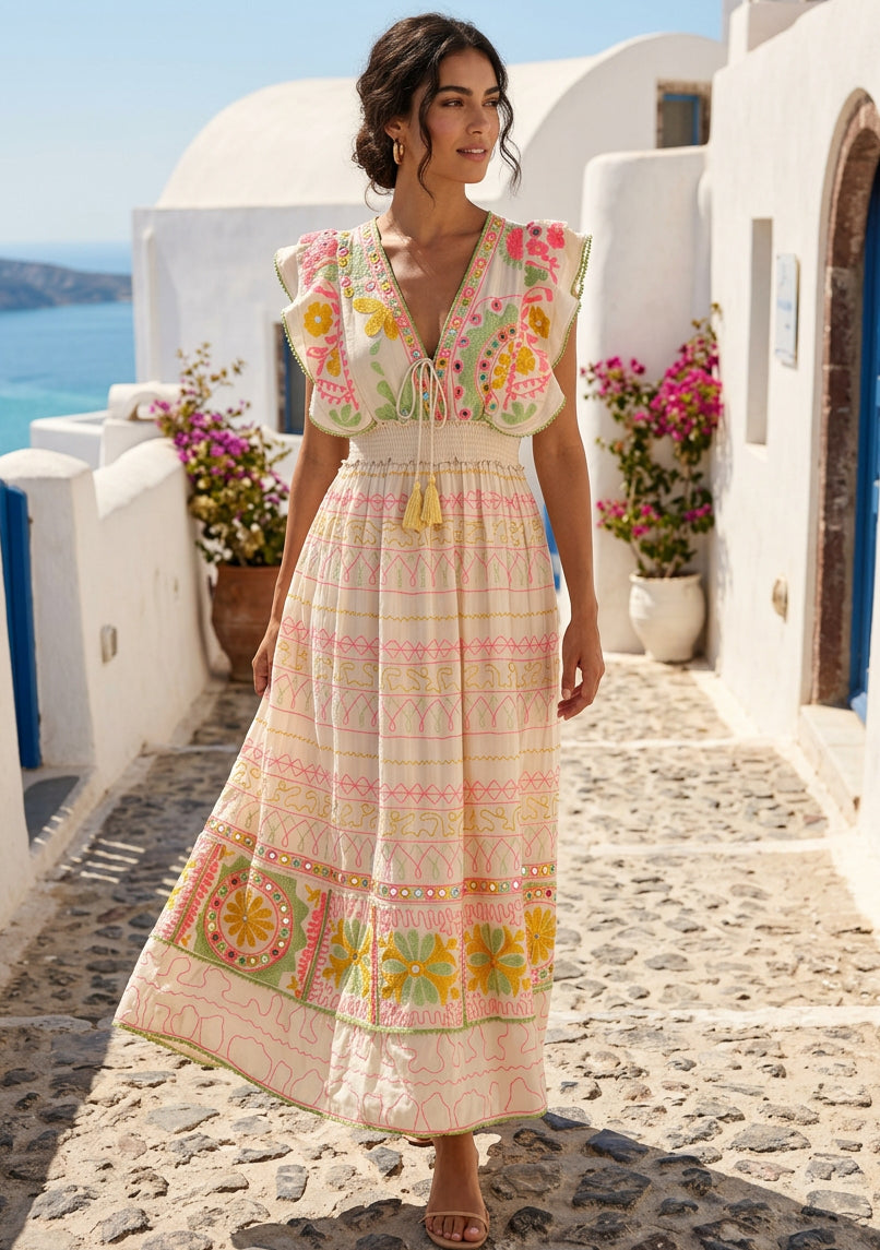 ibBan Hand Embroidered Long Dress | Luxury Bohemian Long Dress - Orla