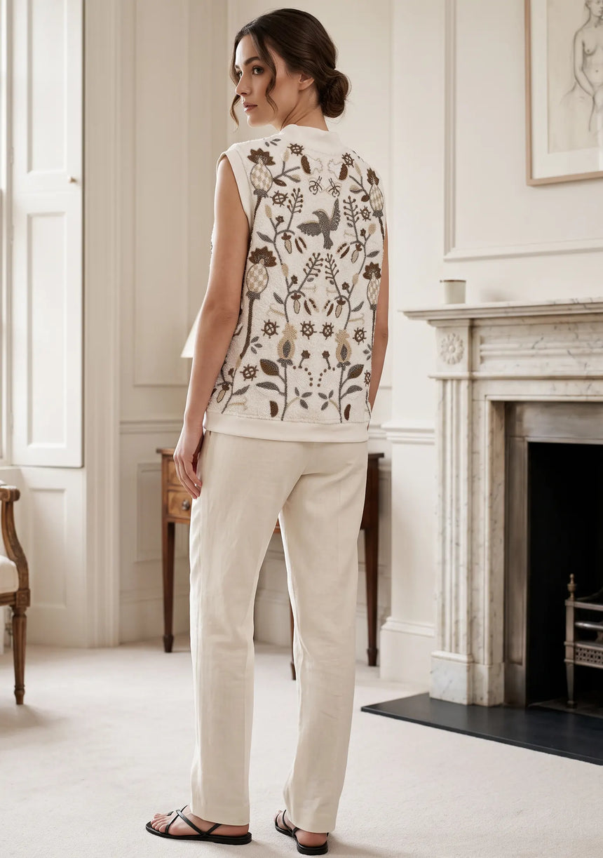 ibBan Women's Hand Embroidered Winter Gilet - Sanya Gilet