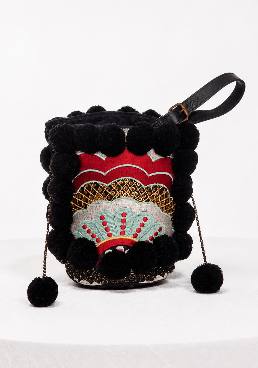 Bolso de mano de lona bordado para mujer - Sara