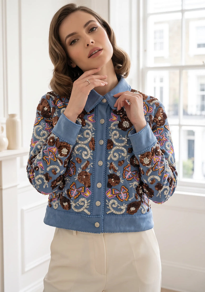 ibBan Black Hand Embroidered Women's Jacket - Rocky Jacket