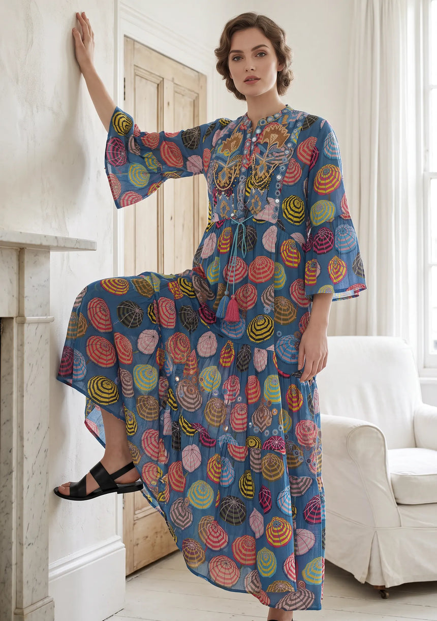 ibBan Print Cotton Long Tunic with Hand Embroidery – Kinza