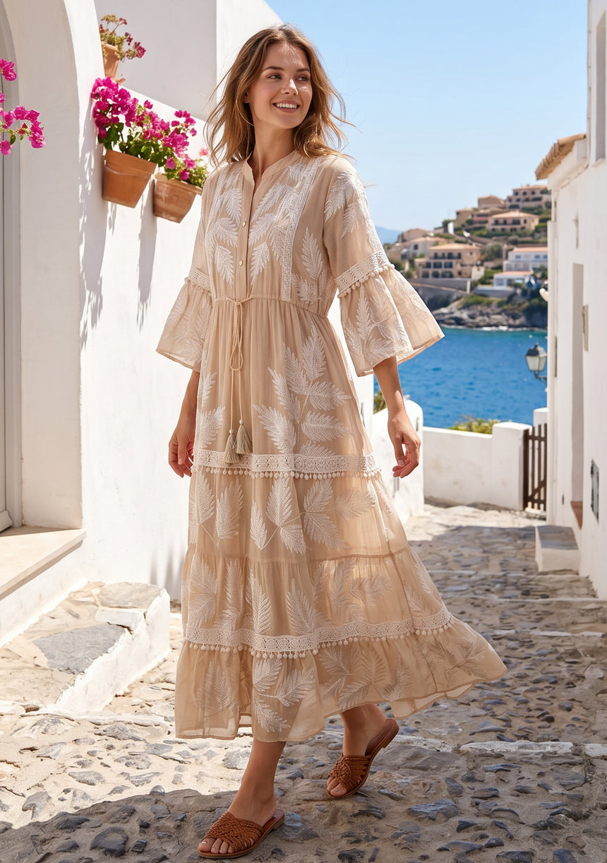 ibBan Hand Embroidered Long Tunic Dress - Livia Long Tunic