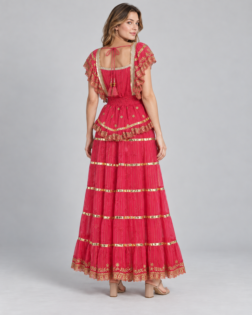 ibBan Cotton Georgette Long Dress - Anaab