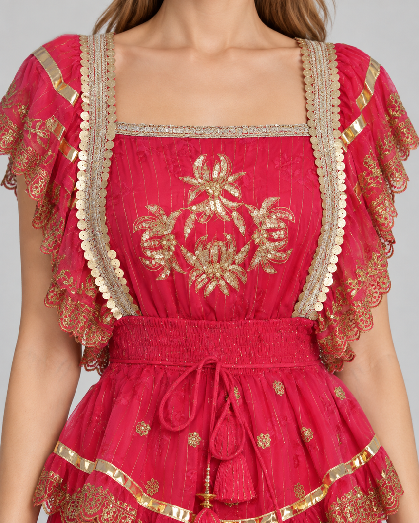 ibBan Cotton Georgette Long Dress - Anaab