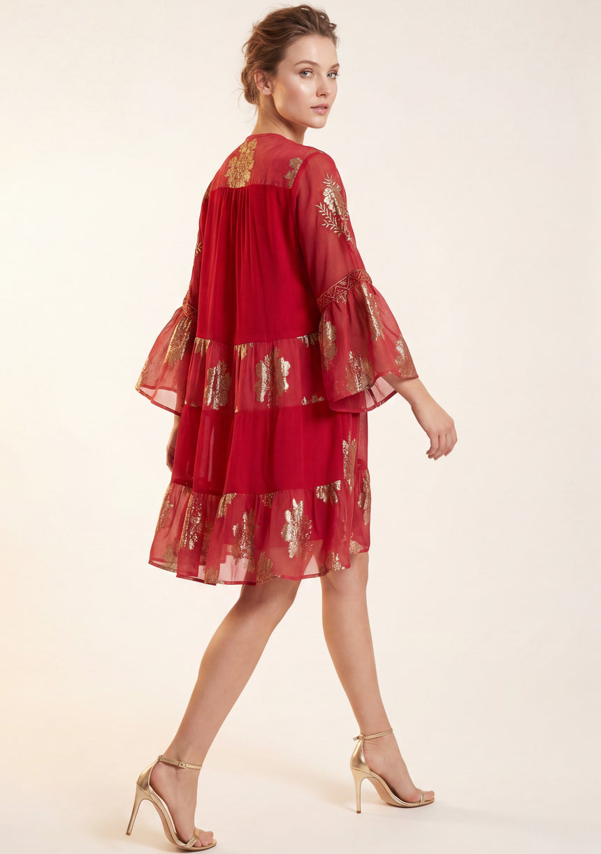 Minivestido de algodón con cuello redondo para mujer - Soha