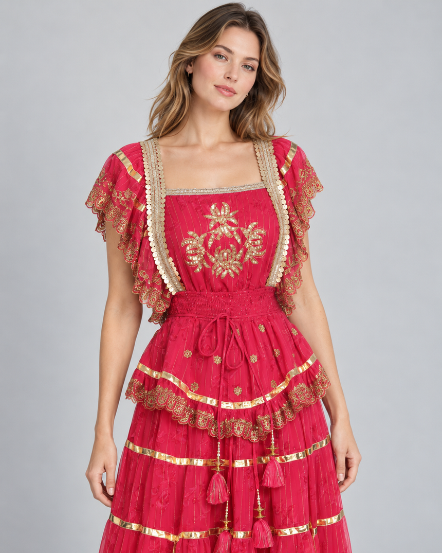 ibBan Cotton Georgette Long Dress - Anaab